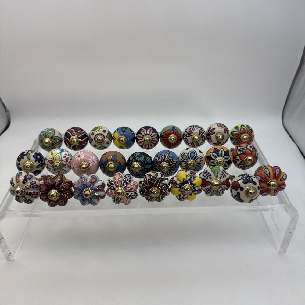 Drawer Knobs for Cabinet and Furniture Pack of 27 Multicolor Ceramic Handmade